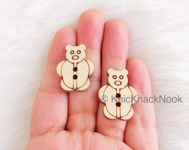 Wood Teddy Bear Buttons